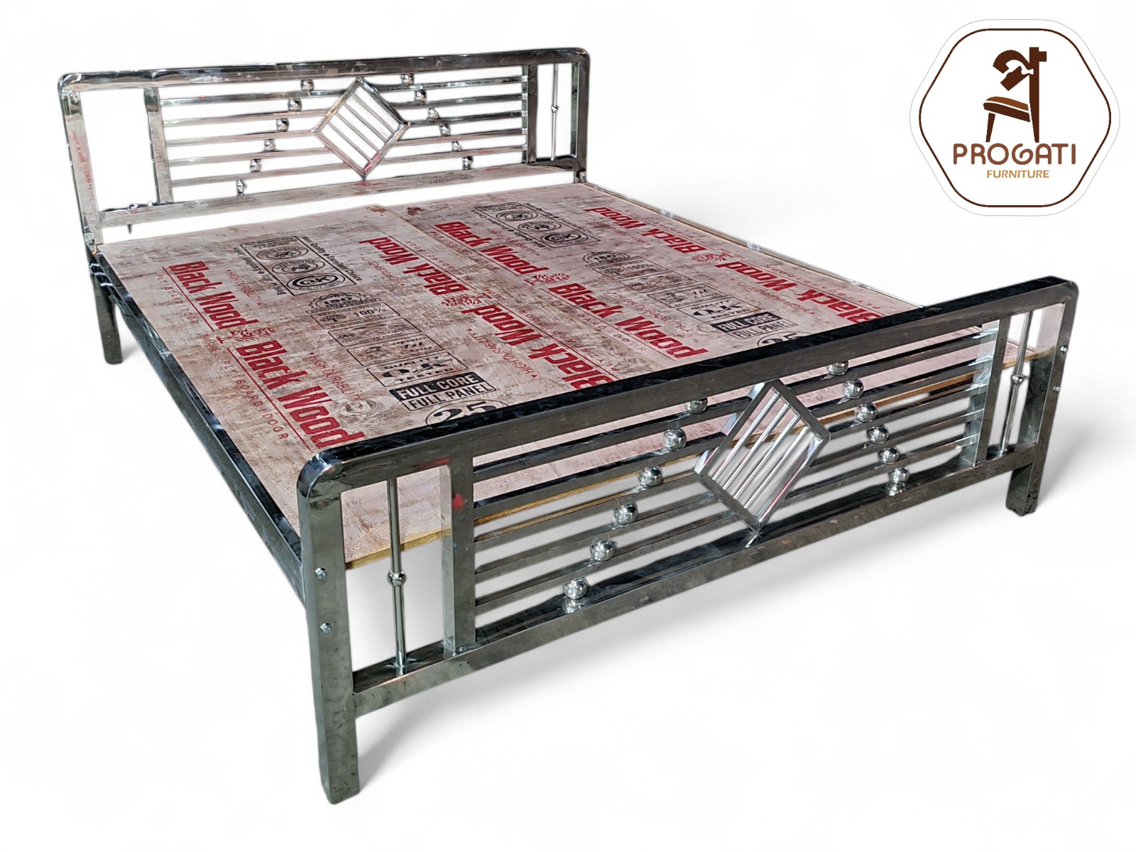 Strong steel bed frame available at Progati Furniture Barasat